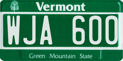 VT license plate WJA600