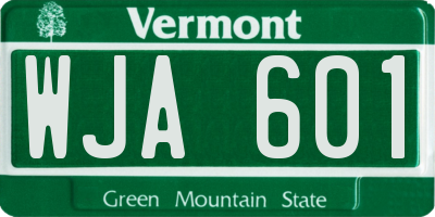 VT license plate WJA601