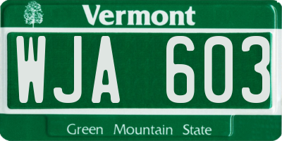 VT license plate WJA603