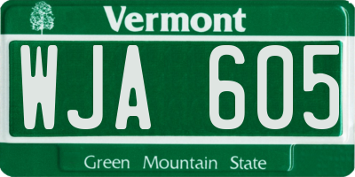 VT license plate WJA605