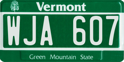 VT license plate WJA607