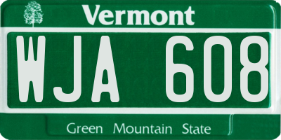 VT license plate WJA608