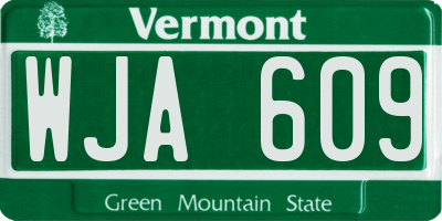 VT license plate WJA609