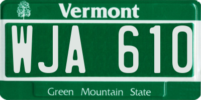 VT license plate WJA610