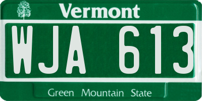 VT license plate WJA613