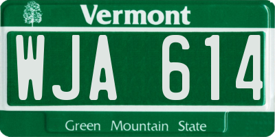 VT license plate WJA614