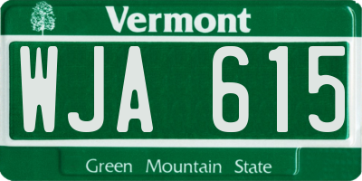 VT license plate WJA615
