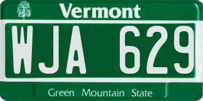 VT license plate WJA629