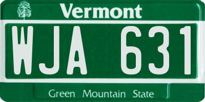VT license plate WJA631