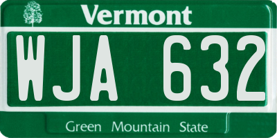 VT license plate WJA632