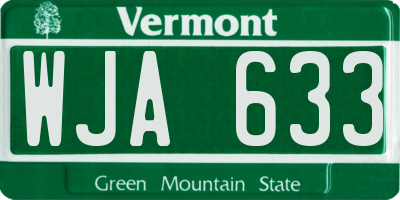 VT license plate WJA633