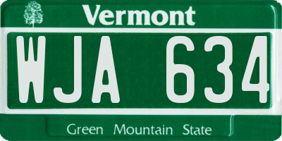 VT license plate WJA634