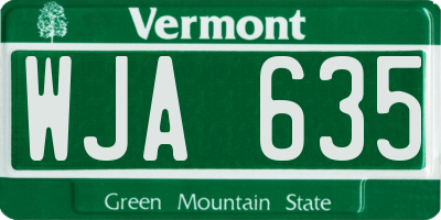 VT license plate WJA635