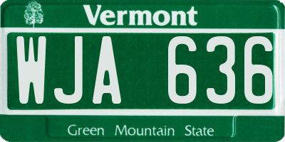 VT license plate WJA636