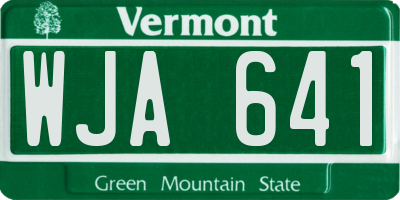 VT license plate WJA641