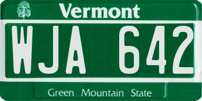 VT license plate WJA642