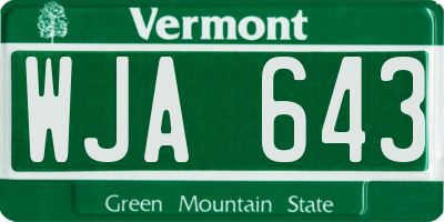 VT license plate WJA643