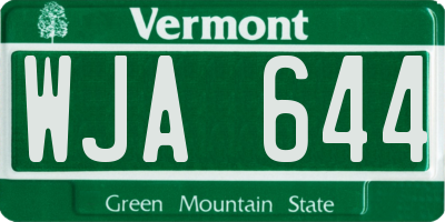 VT license plate WJA644