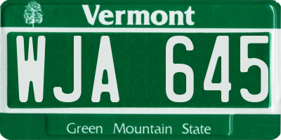 VT license plate WJA645