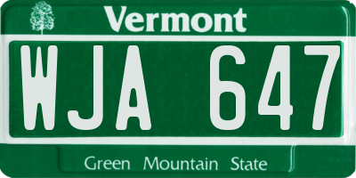 VT license plate WJA647