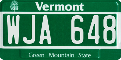 VT license plate WJA648