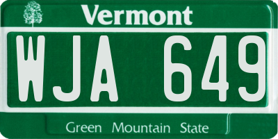 VT license plate WJA649