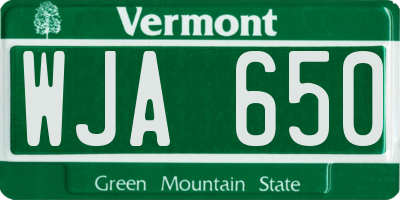 VT license plate WJA650