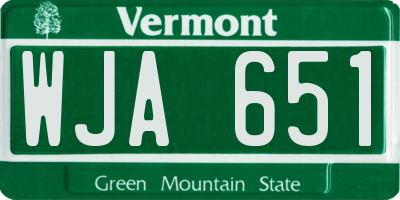 VT license plate WJA651