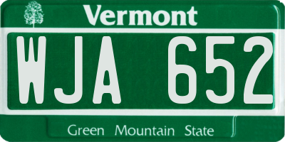 VT license plate WJA652