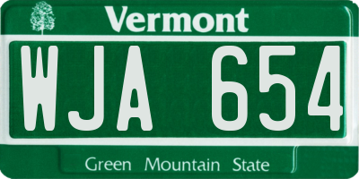 VT license plate WJA654