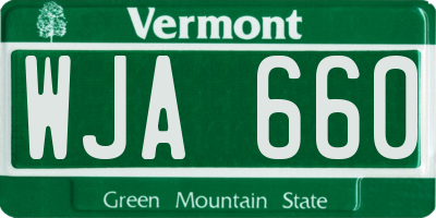 VT license plate WJA660