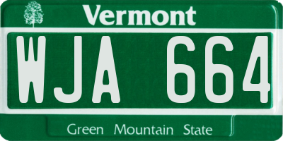 VT license plate WJA664