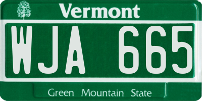 VT license plate WJA665