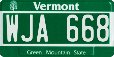 VT license plate WJA668