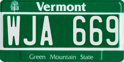 VT license plate WJA669