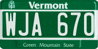 VT license plate WJA670