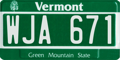 VT license plate WJA671