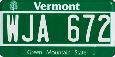 VT license plate WJA672