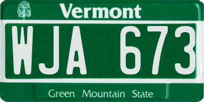 VT license plate WJA673
