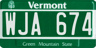 VT license plate WJA674