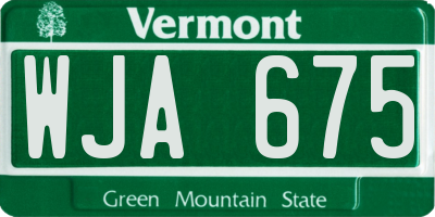 VT license plate WJA675