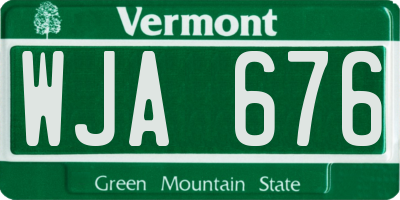 VT license plate WJA676