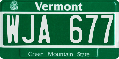 VT license plate WJA677
