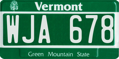 VT license plate WJA678