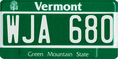 VT license plate WJA680