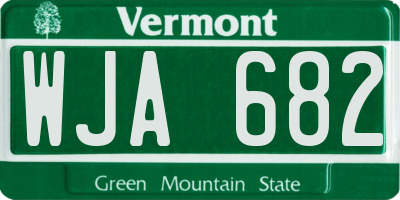 VT license plate WJA682