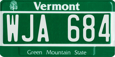 VT license plate WJA684