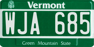 VT license plate WJA685
