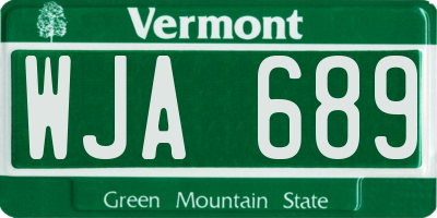 VT license plate WJA689