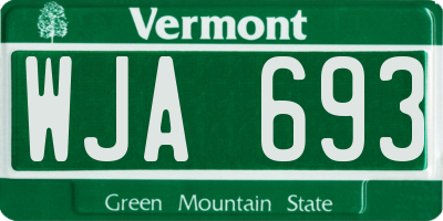 VT license plate WJA693